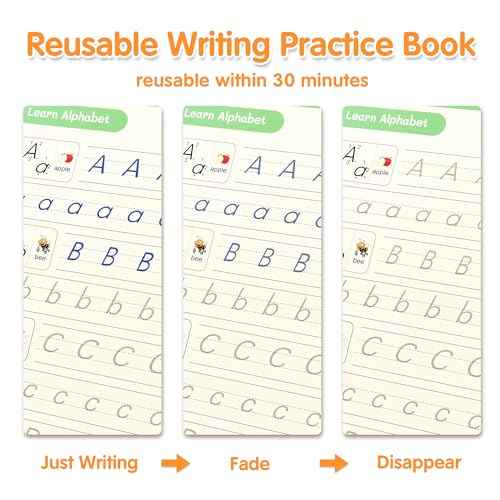 Large Magic Grooved Practice Copybook for Kids, Reusable Grooved Handwriting Workbook, Learn to Write Number Letter Tracing for Kids Ages 3-8 Kindergarten Preschool Calligraphy 10.2¡¿7.3"