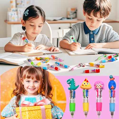 24Pcs Mini Multicolor Pens in One 4-in-1, Cute Pens Bulk for Party Favors and Birthdays, Delightful Ballpoint Pen Back To School Gifts Classroom Student Prizes