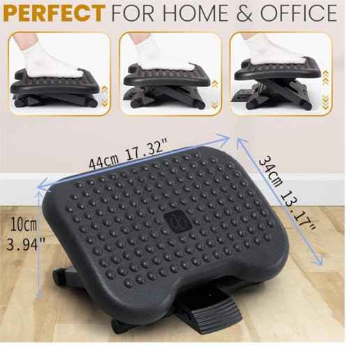 Adjustable Under Desk Footrest,Adjustable Foot Rest for Under Desk at Work with 3 Height Settings and 30-Degree Angle,Foot Stool Under Desk with Massage Texture,Foot and Leg Rest for Home & Office
