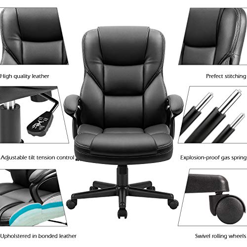 Furmax Black Executive Office Chair with Lumbar Support, High Back, Swivel & Adjustable Height