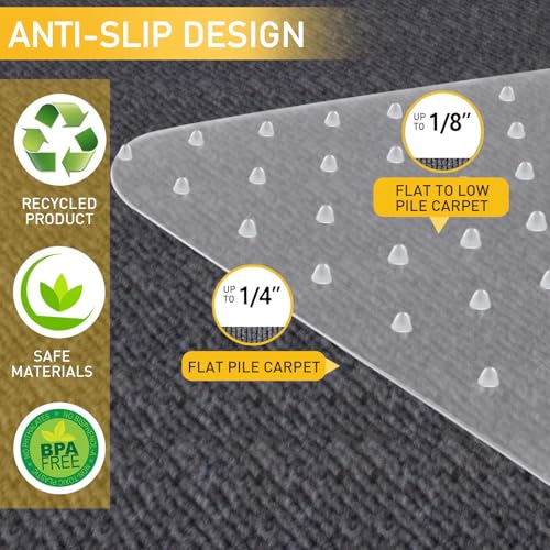 PHOUZIN Heavy-Duty 36x48 Office Chair Mat for Carpet with Cleats