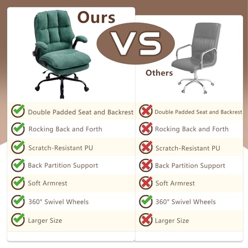 Ergazivy Tealblue Comfy Ergonomic Office Chair with Double Cushions, Flip-Up Armrests & Height Adjustment