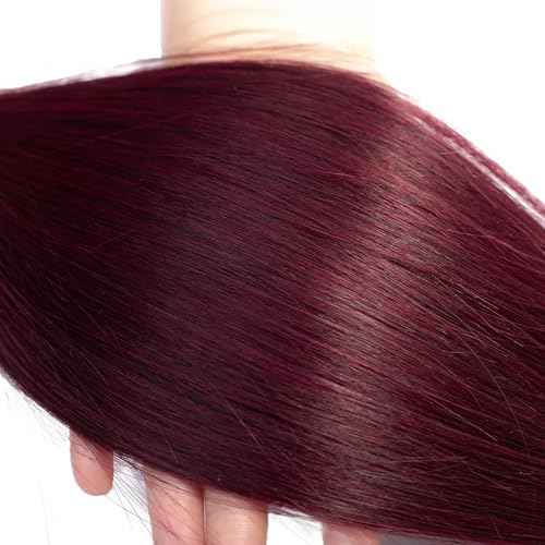 #99J Bundles Human Hair Straight Bundles 28 Inch Burgundy Straight Bundle Unprocessed Brazilian Virgin Weave Hair 1 Bundle 50 Gram Per Bundle
