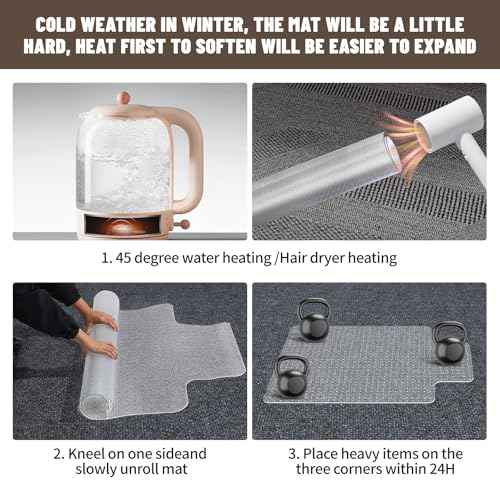Clear Office Chair Mat for Carpet - 36"x48" Heavy-Duty Protection for Low Pile Carpets - Not Suitable for Hardwood Floors