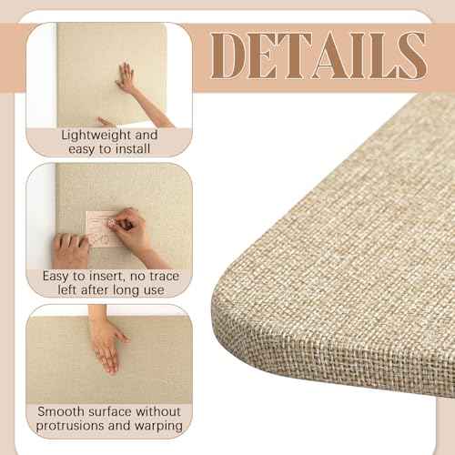 24"x 18" Linen Fabric Bulletin Board Pinboard for Walls Display Frameless Pinboard Display Notice Memory Board for Office Walls Home Kitchen Easy to Install(Brown)