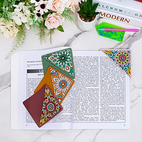 Mandala Diamond Painting Bookmarks Set - 4pcs DIY Pearl Art Kits for Adults