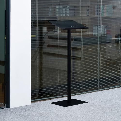 CRYSFLOA Black Podium Stand Acrylic Lectern with Metal Base – Type 3, 43.6in