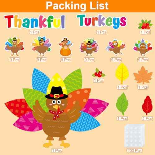 Thankful Turkeys Bulletin Board Thanksgiving Big Turkey Cutouts for Kindergarten Preschool Classroom Wall Door Decoration