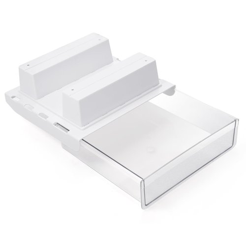 Bisofice Under Desk Drawer Hidden Storage Box Desktop Organizer Transparent Tray Suitable for Desk with Lip Installation with Attachable Strip/Screws Ideal for Home Office Organization