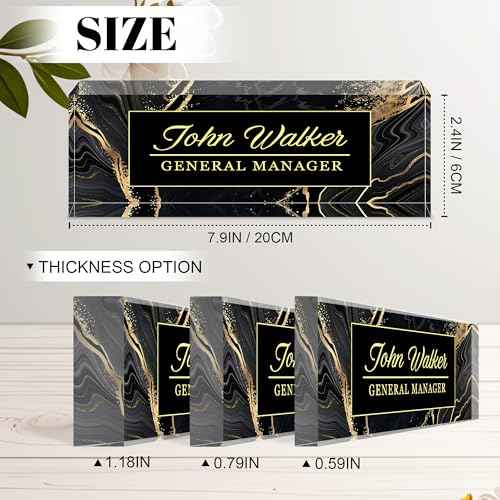 Ship Next Day Personalized Name Plate for Desk, Custom Acrylic Desk Name Sign, Office Appreciation Gifts for Women Men Coworkers Boss Teacher Employee (Black Marble)