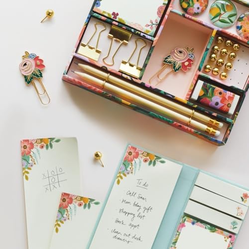 RIFLE PAPER CO. Garden Party Tackle Box, Home Desk and Office Supply Kit, Stay Organized with Pencils, Push Pins, Binder Clips, Paper Clips, Magnets, and More