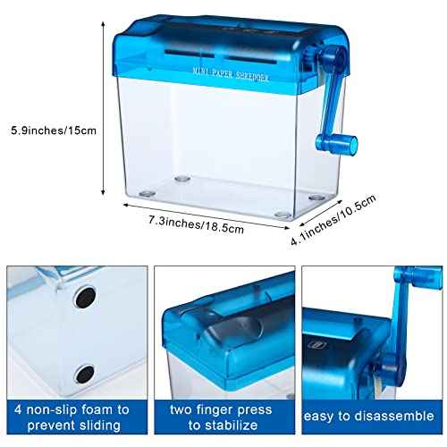 2 Pcs Manual Paper Shredder Mini Hand Shredder Portable Shredder A6 Documents Paper Cutting Tool Mini Cutting Machine Small Desktop Stationery Paper Cutter with 1.5L Basket for Office School Home