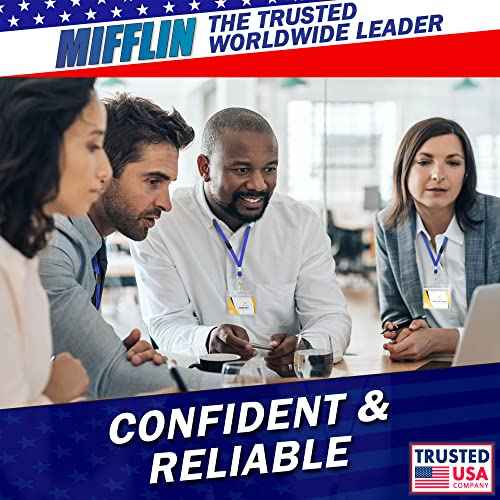 MIFFLIN-USA Flat Breakaway Safety Lanyard for ID Badges (Blue, 36 Inch, 100 Pack), Soft Woven Neck Line