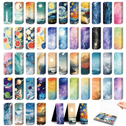 48 Pieces Magnetic Bookmarks Set with Storage Box - Unique Style, Cute & Durable Book Markers for Reading, Gift for Women & Men, Christmas & Teacher Gifts