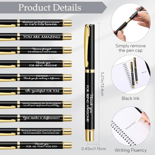 Inspirational Spiral Notebook- Portable Employee Appreciation Gifts Journals with Sticky Note Motivational Pen for Coworker Teacher Staff Team Vet Tech, Thank You Gifts(Classic Black,20 Sets)