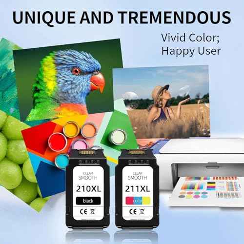 210XL 211XL Remanufactured Ink Cartridges Replacement for Canon 210XL 211XL Ink Combo Pack Work with Canon PIXMA IP2702 MP230 MP250 MP280 MP480 MP495 MX320 MX350 MX420 Printer (1Black1Color)