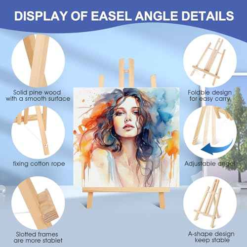 ESRICH 2 Pack 11.8" Wood Easels,Tabletop Easel for Painting,Painting Party, Displaying Canvases, Kids Student Table School Desktop, Portable Canvas Photo Picture Sign Holder