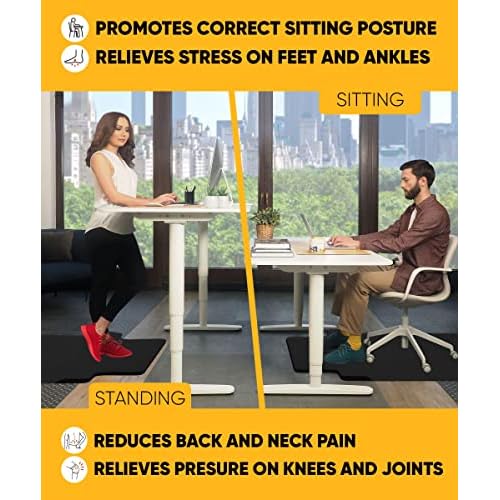 Office Chair Mat with Anti Fatigue Cushioned Foam - 2 in 1 Standing Desk Anti-Fatigue Comfort Mat for Hardwood Floor - Chair Mat for Rolling Chairs with Foot Rest Under Desk - 54¡±x 36¡±