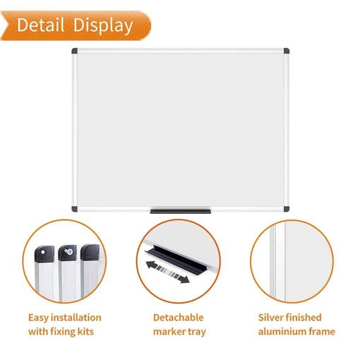 VIZ-PRO Porcelain Magnetic Dry-erase Whiteboard, 48 X 36 Inches, Silver Aluminiuim Frame