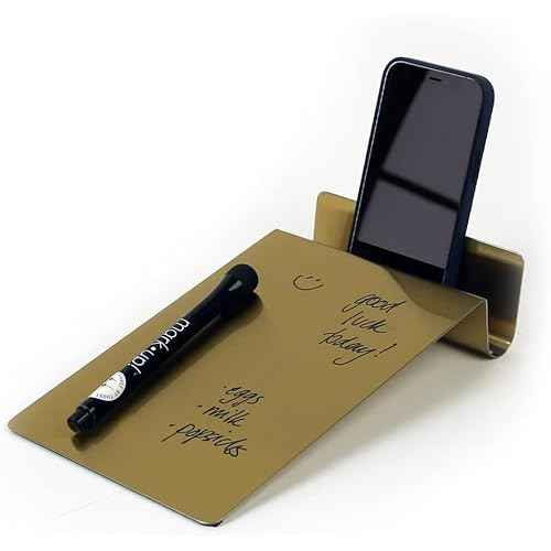 Three by Three Seattle 5.5 x 9 Inch to.do Dry Erase Board with Marker for Memos, Lists, and More in Office, Home, Classroom, and Event Spaces (2 Pack, Golden)