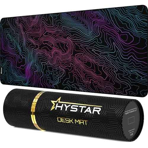 Hystar¢ç Extended Gaming Mouse Pad | XXL 36" x 16" | 5mm Thick, Waterproof Surface, Smooth Polyester Fabric, and Natural Rubber Base | Dreamy Topo (Dark)