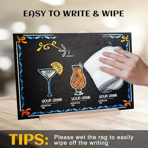 Small Chalkboard Sign 7.9 X 11.8 Inch Tabletop Chalkboard with Wooden Base Stand Double Sided Message Menu Chalk Board Stand Sign for Kitchen Wedding Bar Restaurant Party Decoration (1 Pack)