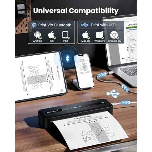 Itari Portable Printer - Portable Printer Wireless for Travel, Bluetooth Printer for Android and iOS Phone, Tablet, Inkless Thermal Compact Printer for Home, School, Office, Support A4 & US Letter