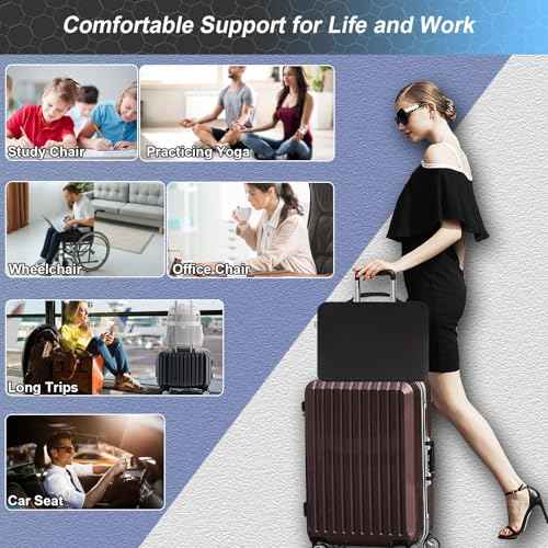 Seat Cushion, Gel Seat Cushion for Long Sitting? Back, Sciatica, Tailbone Pain Relief Pad, 19in Seat Pad for Car, Office Chair, Wheelchair, Soft Support for Long Trips