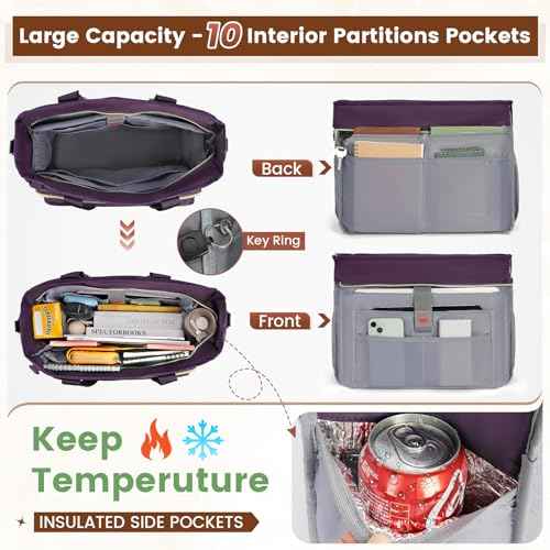RAINSMORE Teacher Tote Bag 15.6 inch Laptop Bag for Women Work Bags Nurse Bag Lightweight Laptop Tote Computer Briefcase
