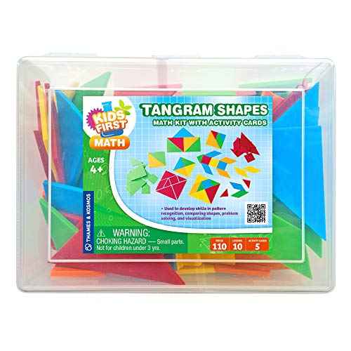 Kids First Math: Tangram Shapes Math Kit w/Activity Cards | 105 Colorful Plastic Geometric Shapes | Explore Geometry, Shapes, Matching | Visual Hands-on Math for At-Home or Classroom Learning, Ages 4+