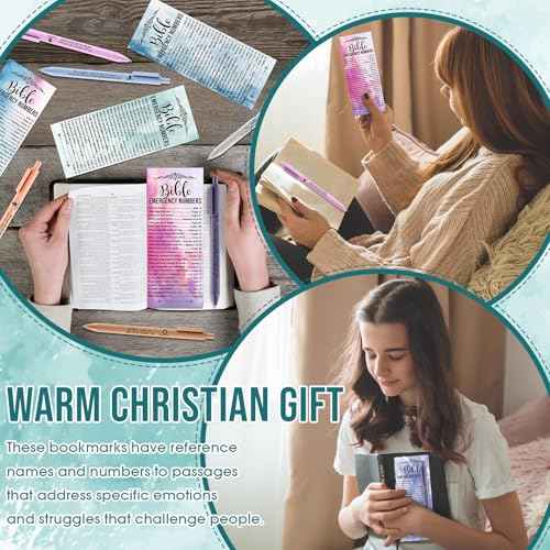 200 Sets Christian Gifts Bulk Bible Emergency Numbers Religious Bookmarks Bible Verse Pens Religious Gifts for Church Sunday School Operation Christmas Bulk Items Christian Party Favors