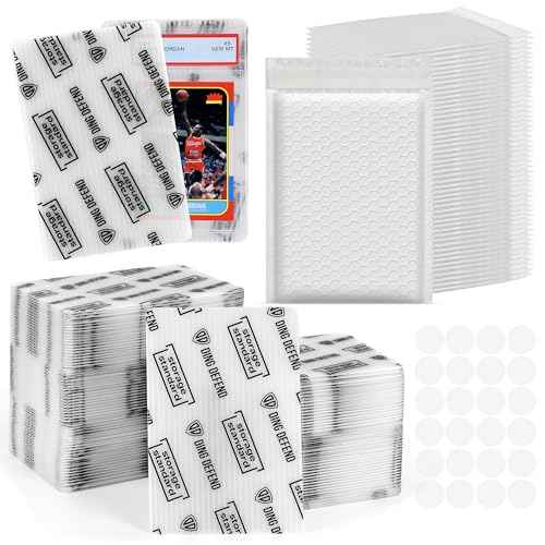 Ding Defend Card Shipping Kit Envelope Bubble Mailers - Includes 110 4¡¯¡¯ x 6¡¯¡¯ Semi-Transparent Small Padded Envelopes/Protectors, 55 Small Bubble Mailers, 240 Tape Seals for Collectible Cards & Slabs