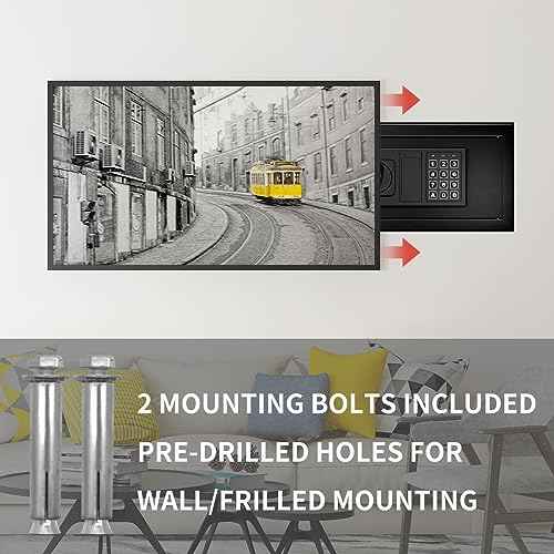 Safe Box with Sensor Light, Security Safe Steel Construction Hidden Money Safe with Lock,Wall or Cabinet Anchoring Design for Home, 0.55 Cubic Feet Black