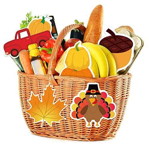 Woanger 72 Pcs Thanksgiving Pumpkin Cutouts Fall Pumpkins Bulletin Board Decoration, Classic Autumn Leaves Acorns Turkey Cutouts for Office Classroom Home Wall Thanksgiving Fall Party Decor
