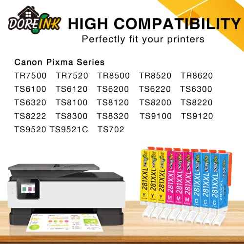 CLI-281XXL 9 Color Pack Compatible Replacement for Canon 281 Ink Cartridges for TR8520 TR8620 TS6320 TS9120 TS8320 TS6320 TS6220 TR7520 TS6120 (3Cyan, 3Magenta, 3Yellow) 9Pack