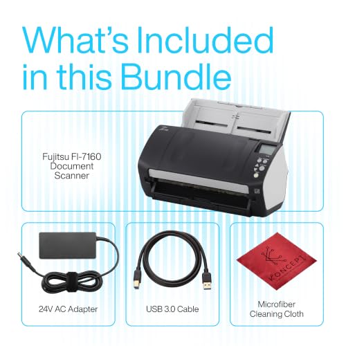 Fujitsu Fi-7160 Duplex Document Scanner - 600 DPI, 8.5x14in, 60 PPM, ADF, USB 3.0, Renewed