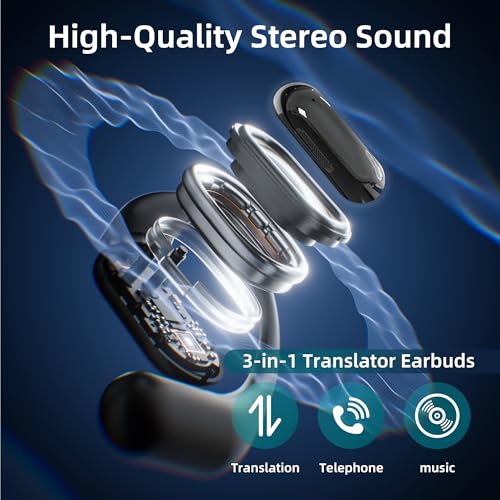 Viline AI Translation Earbuds, Real-Time Multi-Language Support, Open Ear Design, Instant Translation for 144 Languages, High-Fidelity Sound, Long Battery Life & Fast Charging