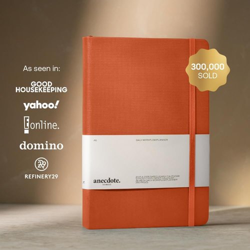 Anecdote Daily Planner - 2026-2027 Calendar | Undated 26 Weeks | 1 Page Per Day | 8.5" x 5.2" | Hardcover Organizer in Nutmeg