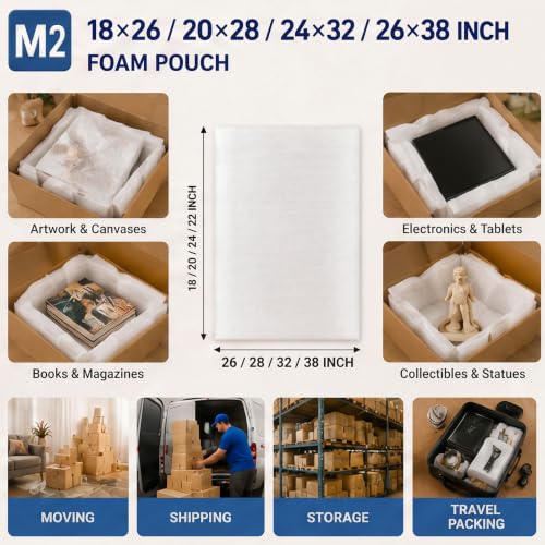 10 Pcs 26 x 38 Inch Extra Large Foam Packing Pouches, Moving Supplies