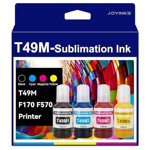 T49M Sublimation Ink Autofill Compatible for SureColor F170 F570 Sublimation Printer T49M1 T49M2 T49M3 T49M4 (ICC-Free/Anti-UV,4-Pack)