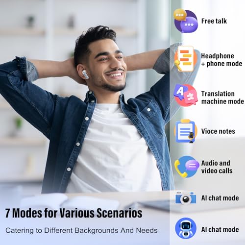Ai Translation Earbuds Real Time, Translator Earbuds with 6 Translation Modes/164 Languages,No Subscription Required Translatior Headphones,48H Audifonos Traductores Ingl?s Espa?ol, Blue