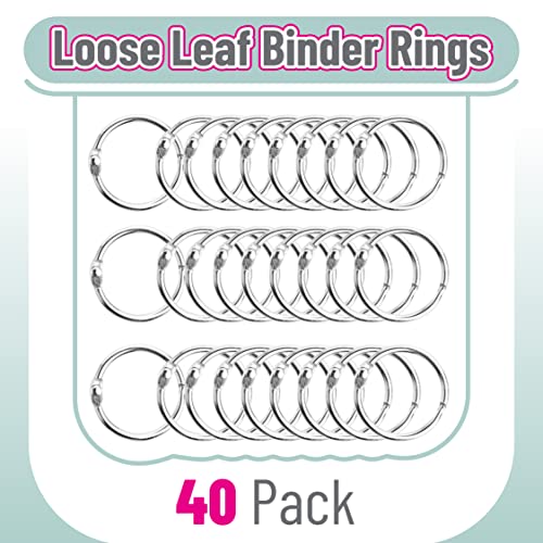 Mr. Pen 1 Inch Loose Leaf Binder Rings, 40 Pack – Silver