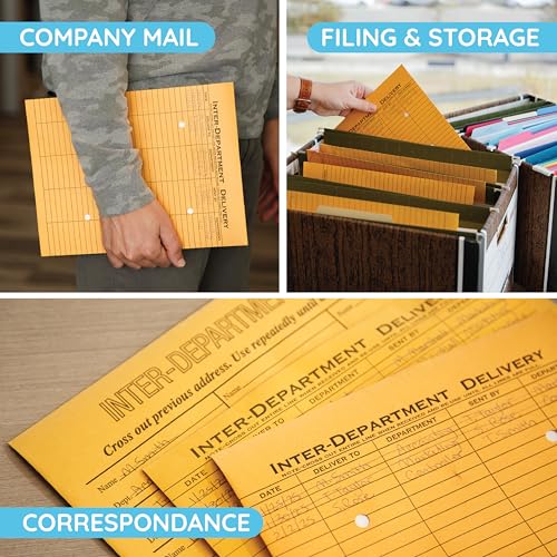 Blue Summit Interoffice envelopes with String 9x12, String Tie, Brown Kraft, Interdepartment Envelopes, 9 x 12 Inches ? 100 Envelopes