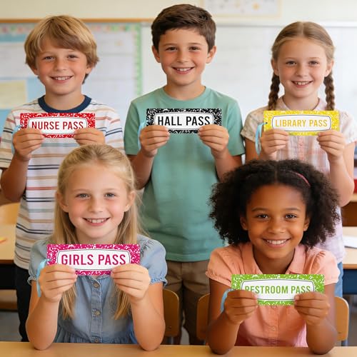 Magnetic School Hall Pass Set - Waterproof Composition Notebook Style for Students & Teachers