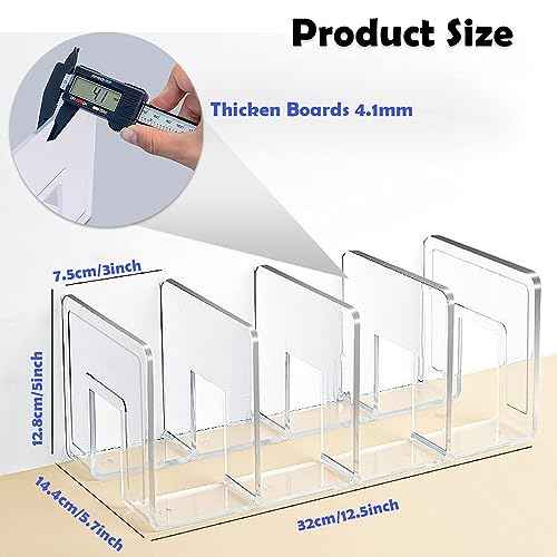 4Pack Clear Acrylic File Sorter, 4 Large Slots Desk Organizer, Desktop File Folder Holder Organizer, Office Storage Stand Rack for Book, Purse, Handbag, Envelopes, Mail, Document, Notebook