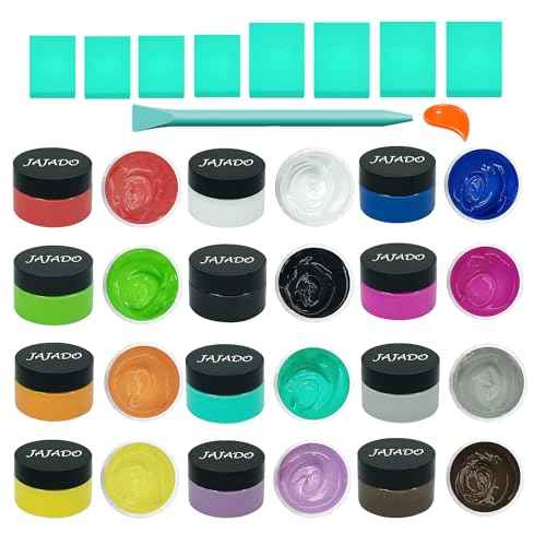 JAJADO 12 Jars Chalk Paste Paint Set, 9 Pcs Chalk Paint Mini Squeegees and Rubber Squeegee Stir Sticks, Screen Printing Ink Reusable Adhesive Stencil Paste Craft on Wood, Furniture, T-Shirt