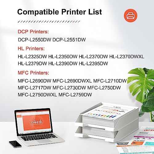 v4ink Compatible TN-760 Toner Cartridge Replacement for Brother TN760 TN730 TN770 Ink for HL-L2350DW HL-L2370DW HL-L2395DW MFC-L2690DW MFC-L2710DW MFC-L2717DW MFC-L2750DW DCP-L2550DW