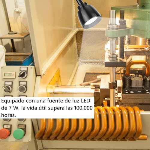 CHICIRIS 7W LED Machine Tool Lamp, Metal LED Working Light with Magnetic Base, Flexible Work Lamp, for Reading Lamp, Headboard CNC Punching Machine US Plug