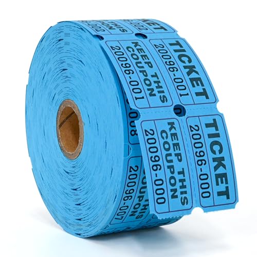 Blue Raffle Tickets 2x2 Inch Double Roll 1000 Pairs with Consecutive Numbering - Variation: 1000 Blue / 2x2inch