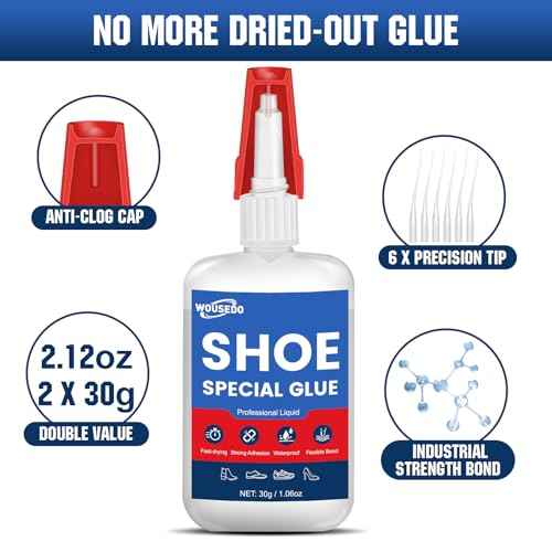 30g x 2 Pcs Shoe Glue - Quick Dry Strong Adhesive for Shoe Repair, Boots, Sneakers, Heels, Hiking Shoes, Leather, Handbags -Waterproof & Flexible.
